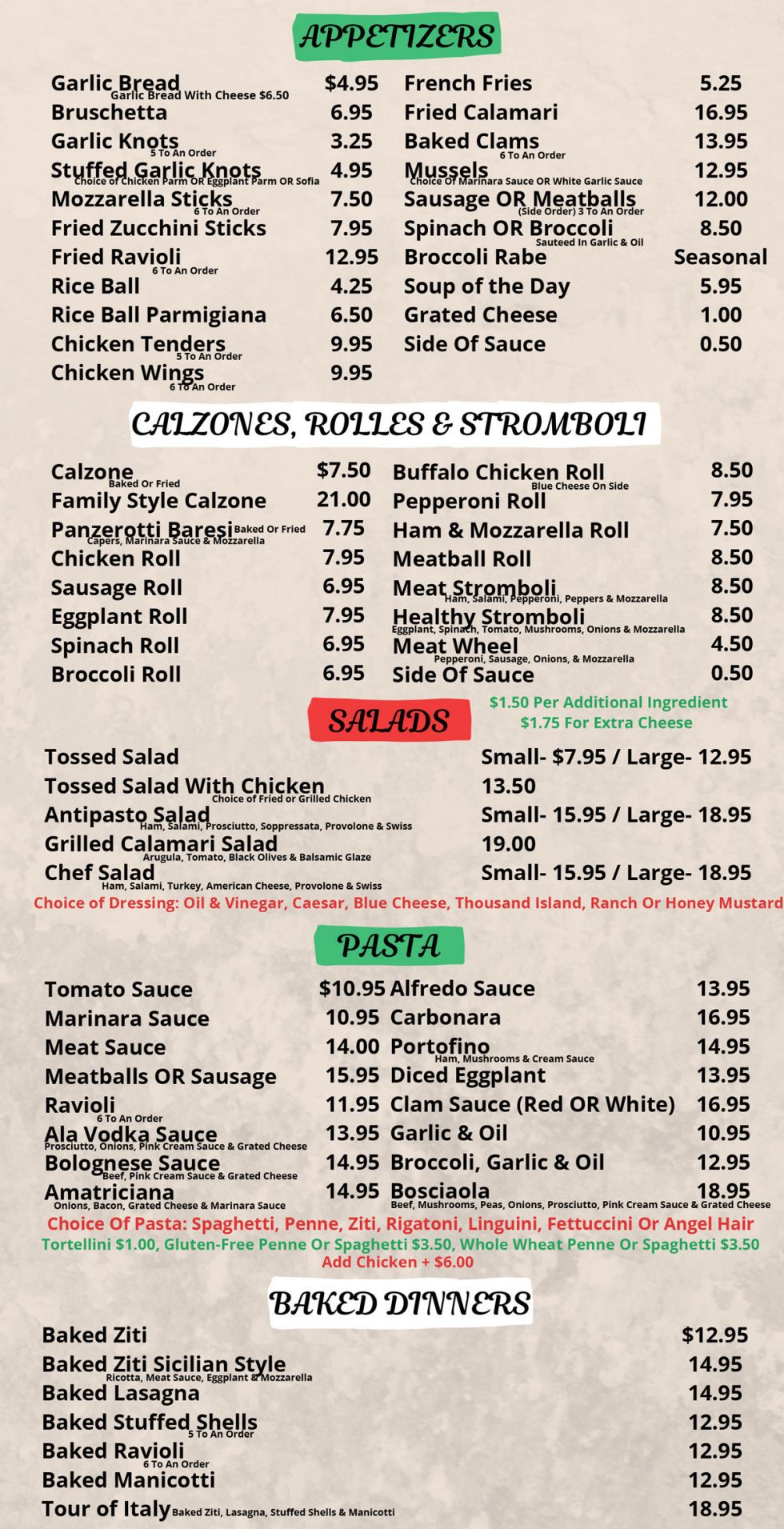 Menu | Tony's Brick Oven